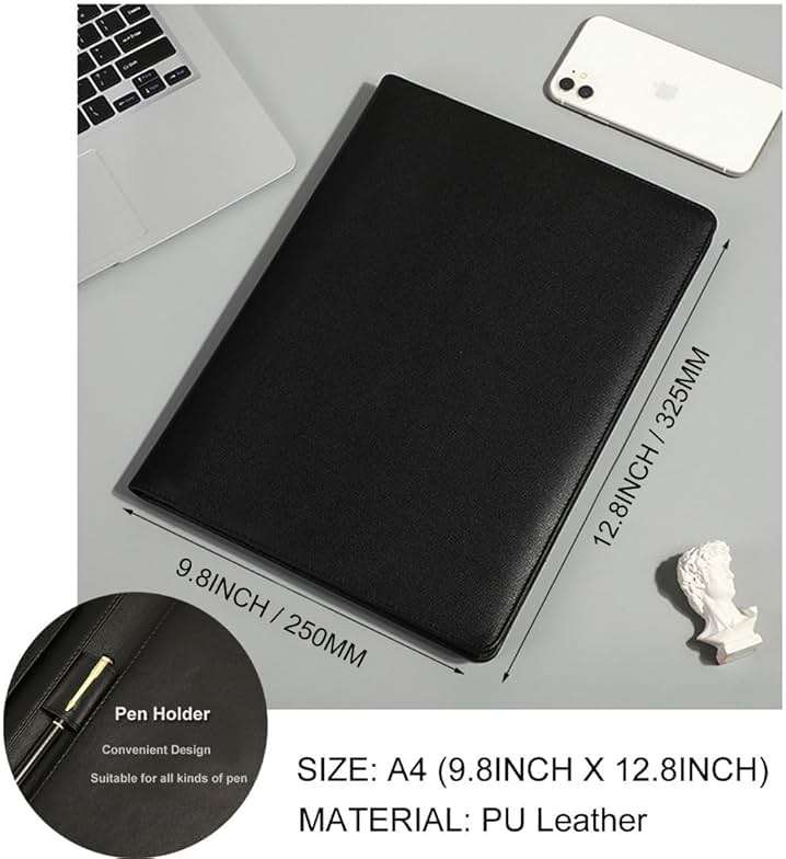 WELLYUK 19" X 13" Padfolio Clipboard, A4 Office File Clip Binder Folder Document Organizer Portfolio Writing Pad Business Card Holder, Magnetic Conference Pad with Pen Holder - Image 6