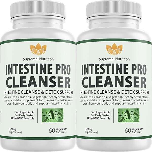 Supremal Nutrition (2 Pack) Intestine Pro Cleanser, Cleanse & Detox Digestive Supplement, Intestinal Support for Humans, Guard People Intestines, 60 Capsules Adults para Pills White Count (Pack of 2) - Image 1