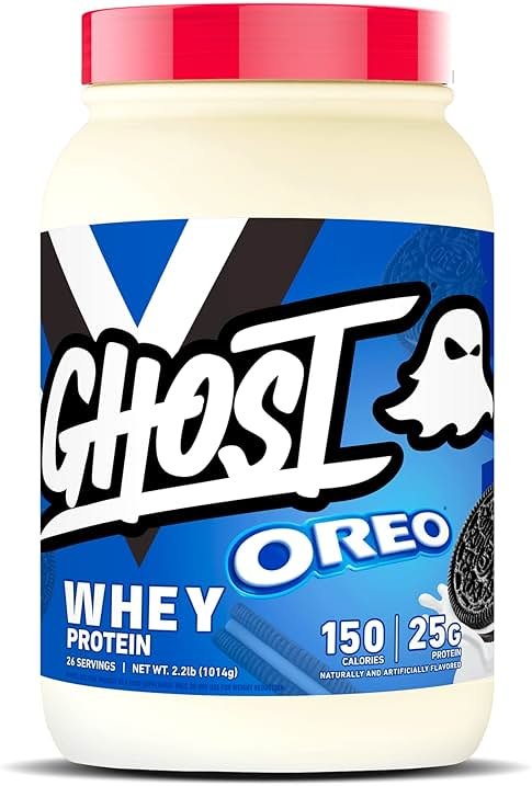 GHOST Whey Protein Powder, Oreo - 2LB, 25G of Protein - Whey Protein Blend -Post Workout Fitness & Nutrition Shakes, Smoothies, Baking & Cooking - Cookie Pieces Inside - Product Image