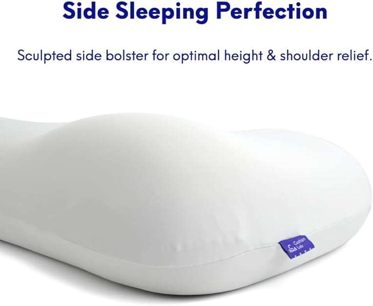 C CUSHION LAB Deep Sleep Pillow, Patented Ergonomic Contour Design for Side & Back Sleepers, Orthopedic Cervical Shape Gently Cradles Head & Provides Neck Support & Shoulder Pain Relief - Calm Grey - Image 3