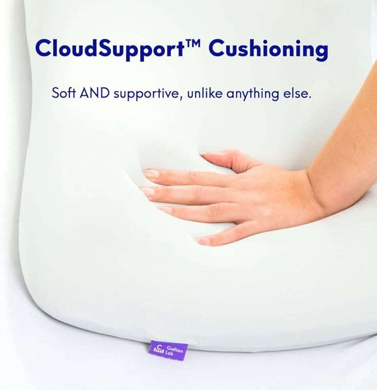 C CUSHION LAB Deep Sleep Pillow, Patented Ergonomic Contour Design for Side & Back Sleepers, Orthopedic Cervical Shape Gently Cradles Head & Provides Neck Support & Shoulder Pain Relief - Calm Grey - Image 7