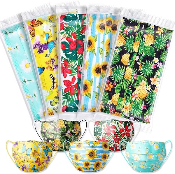NiHealth Disposable Cute Face Masks for Adults Women Men, Breathable Mask with Elastic Earloop, Full Face Protection - Product Image