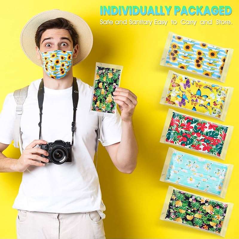 NiHealth Disposable Cute Face Masks for Adults Women Men, Breathable Mask with Elastic Earloop, Full Face Protection - Image 2