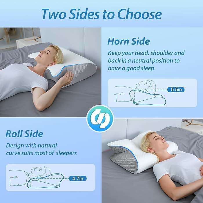 HOMCA Memory Foam Cervical Pillow, 2 in 1 Ergonomic Contour Orthopedic Pillow for Neck Pain, Contoured Support Pillows for Side Back Stomach Sleepers - Image 4