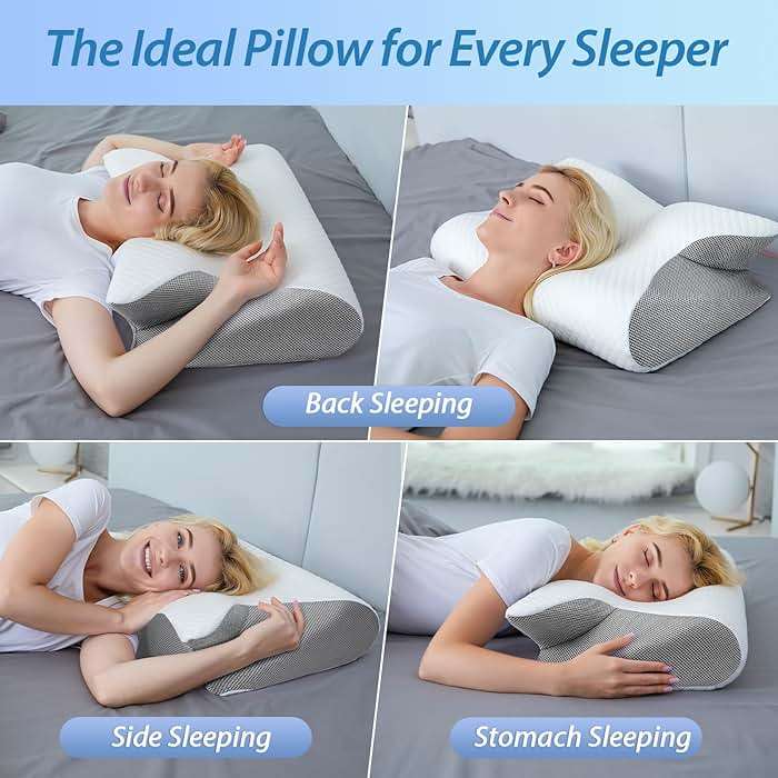 HOMCA Memory Foam Cervical Pillow, 2 in 1 Ergonomic Contour Orthopedic Pillow for Neck Pain, Contoured Support Pillows for Side Back Stomach Sleepers - Image 5