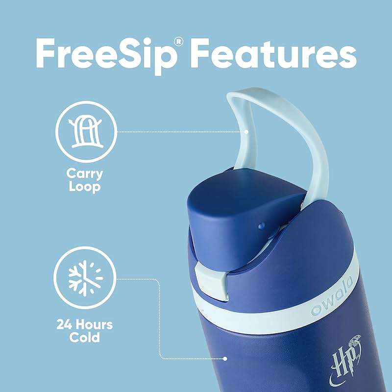 Owala Harry Potter FreeSip Insulated Stainless Steel Water Bottle with Straw, BPA-Free Sports Water Bottle, Great for Travel, 24 Oz, Ravenclaw - Image 4