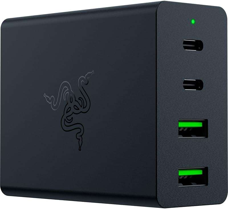 Razer USB-C 130W GaN Charger: 4 Ports - Super Fast Charging for Laptops, MacBook, iPad, iPhone, Samsung Galaxy - Charge Multiple Devices - Compact & Travel Ready - International Plugs Included - Black - Image 1