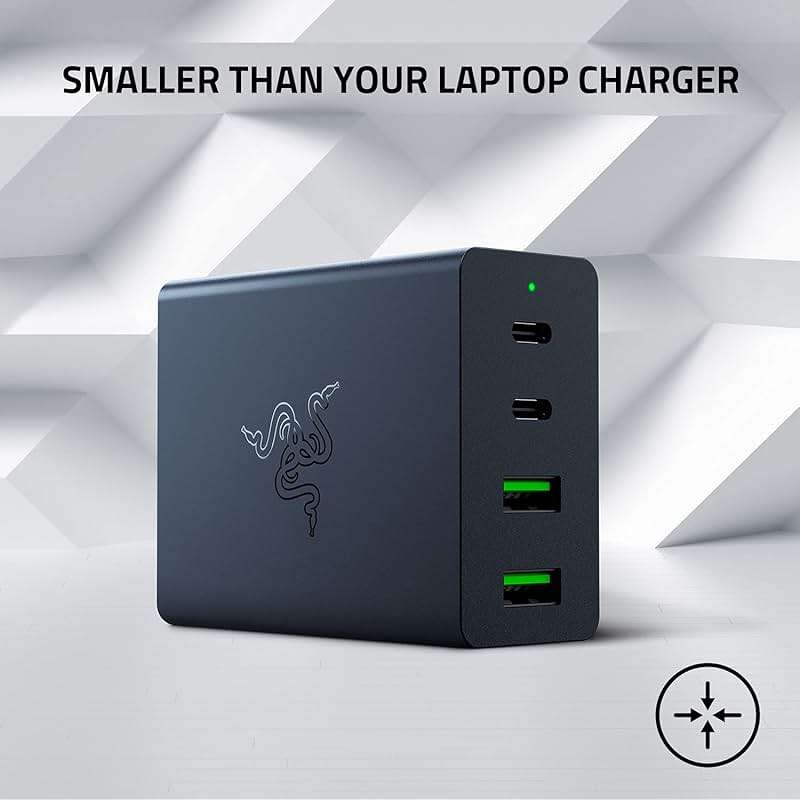 Razer USB-C 130W GaN Charger: 4 Ports - Super Fast Charging for Laptops, MacBook, iPad, iPhone, Samsung Galaxy - Charge Multiple Devices - Compact & Travel Ready - International Plugs Included - Black - Image 2