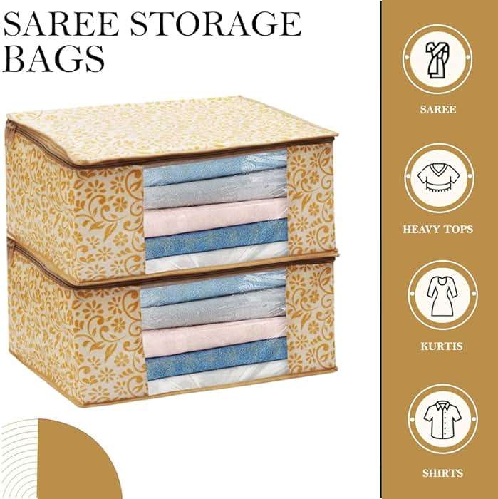ANKIT INTERNATIONAL Non Woven Saree Cover Storage Bags for Clothes/Cloth storage bag | (PACK OF 7) - Image 3
