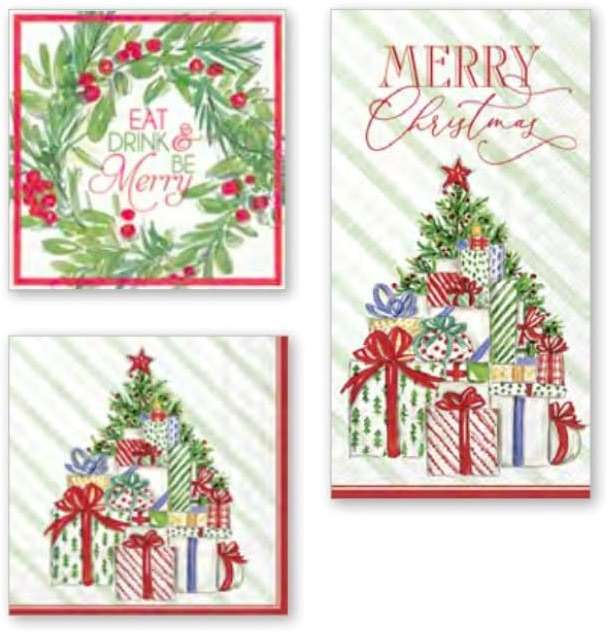 IHR Ideal Home Range Rosanne Beck 3-Ply Paper Napkins, 20-Count, 5" x 5", Christmas Presents Tree - Image 2