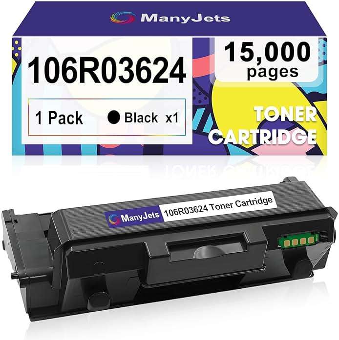 ManyJets 106R03624 106R03622 High-Yield Toner Cartridge Compatible for Xerox Phaser 3330/WorkCentre 3335/3345 Series Printers (15,000 Pages,Black,1-Pack) - Image 1