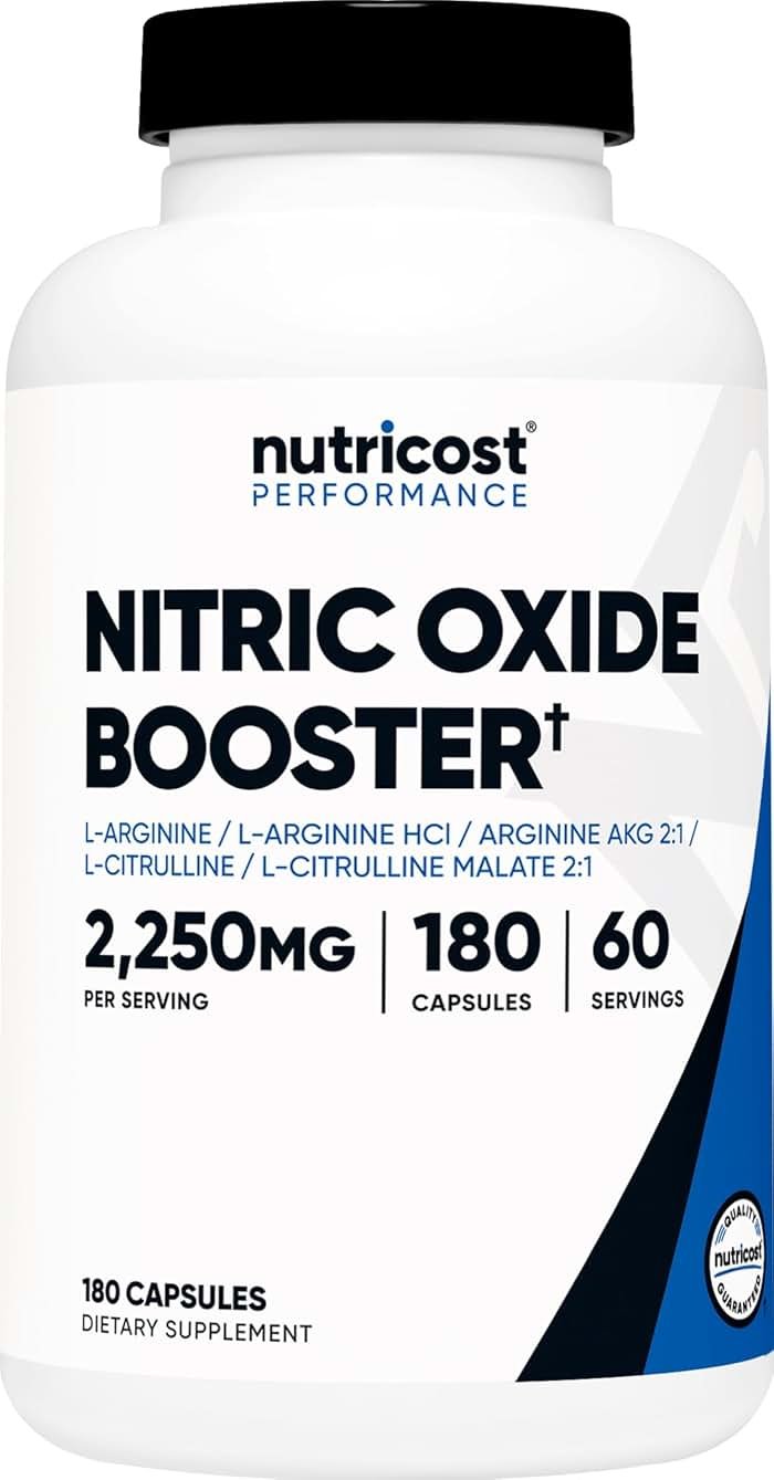 Nutricost Nitric Oxide Booster 2250mg, 180 Capsules - 750mg Per Casule, 60 Servings - Gluten Free and Non-GMO - Product Image