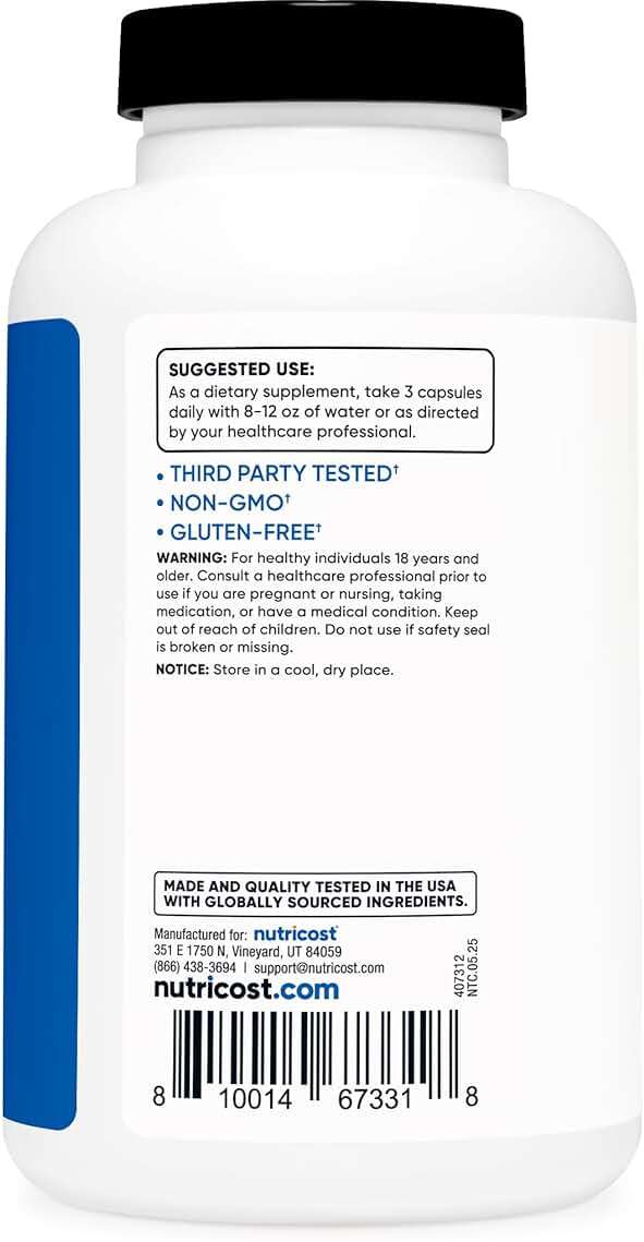 Nutricost Nitric Oxide Booster 2250mg, 180 Capsules - 750mg Per Casule, 60 Servings - Gluten Free and Non-GMO - Image 4