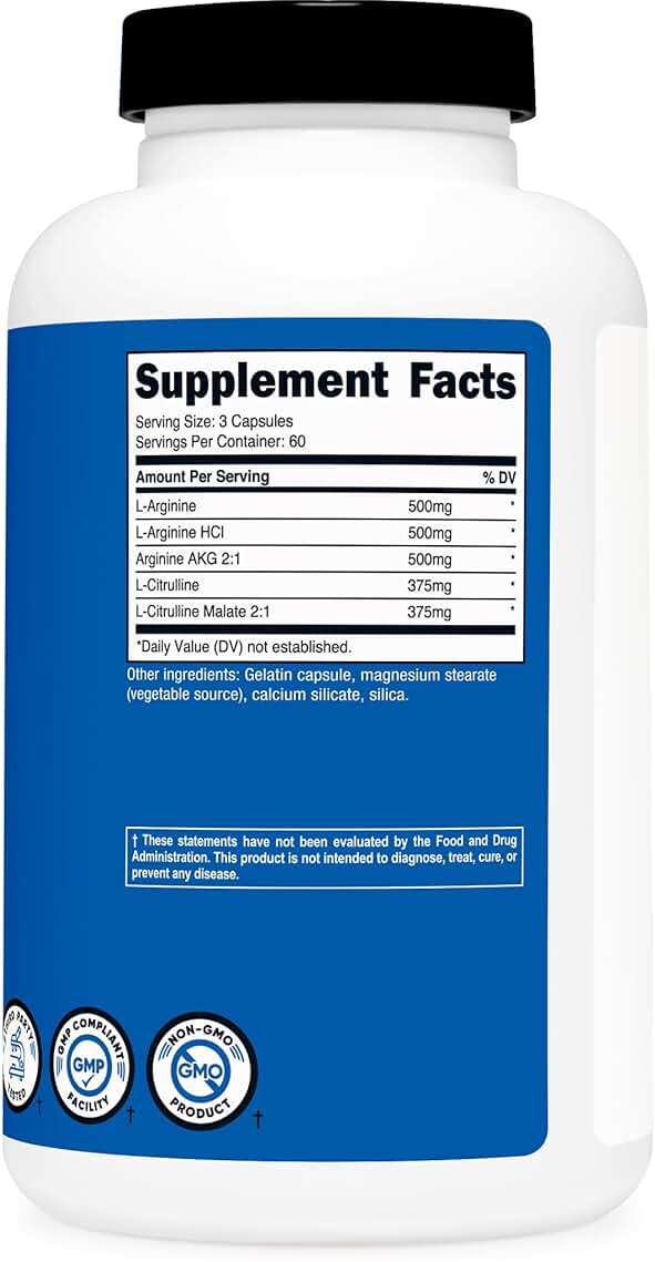 Nutricost Nitric Oxide Booster 2250mg, 180 Capsules - 750mg Per Casule, 60 Servings - Gluten Free and Non-GMO - Image 5