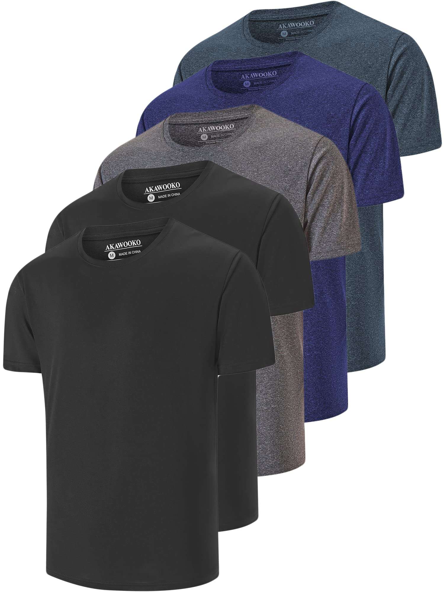 5 Pack Men's Dry Fit T Shirts Athletic Running Gym Workout Short Sleeve Tee Shirts for Men - Image 1