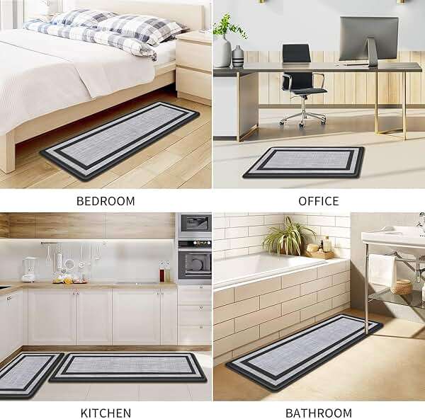 Mattitude Kitchen Mats Set of 2,Cushioned Anti-Fatigue Non-Skid Rug Sets Ergonomic Comfort Standing Mat for Kitchen, Floor, Office, Sink, Laundry, Black and Gray - Image 7
