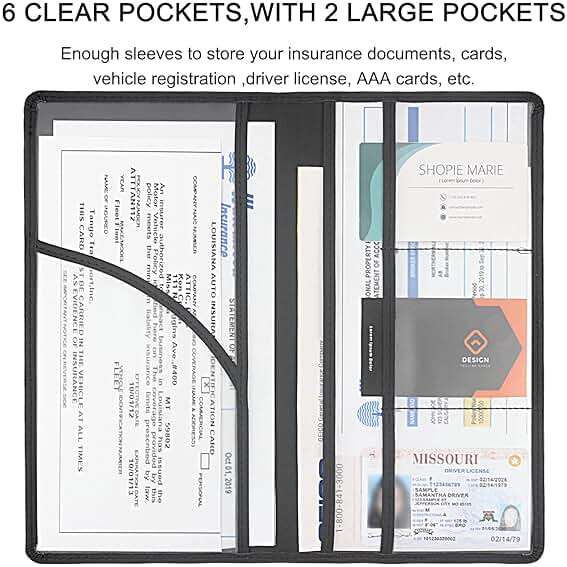 LumiMokki Premium Car Registration & Insurance Card Holder with Magnetic Shut, Vehicle Glove Box Car Organizer - For Documents, Cards, License (Black) - Image 4