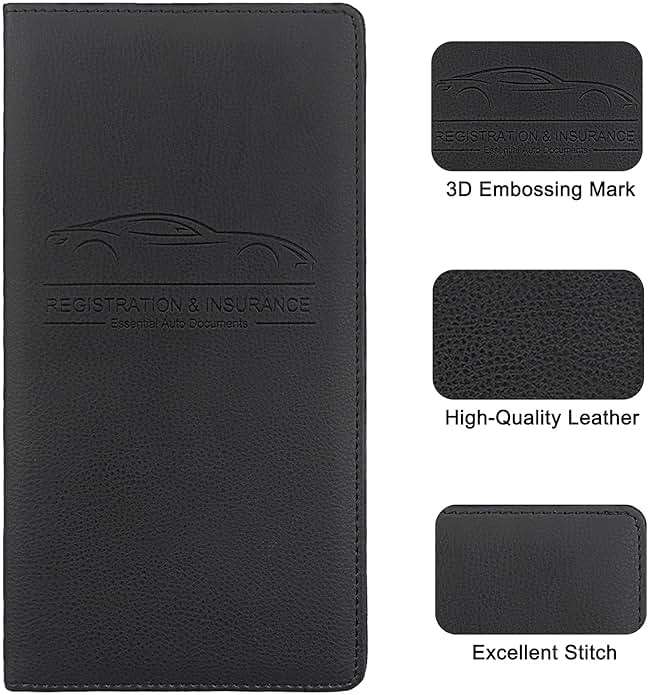 LumiMokki Premium Car Registration & Insurance Card Holder with Magnetic Shut, Vehicle Glove Box Car Organizer - For Documents, Cards, License (Black) - Image 5