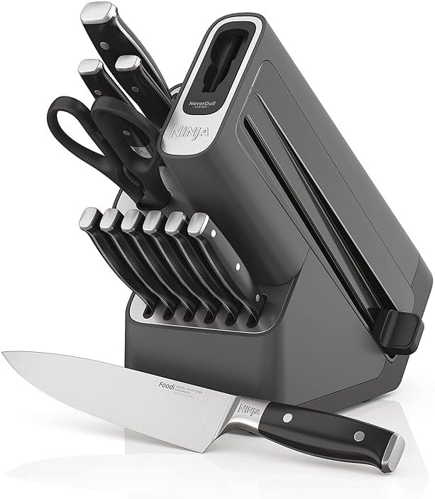 Ninja K32012 Foodi NeverDull Premium Knife System, 12 Piece Knife Block Set with Built-in Sharpener, German Stainless Steel Knives, Black - Product Image