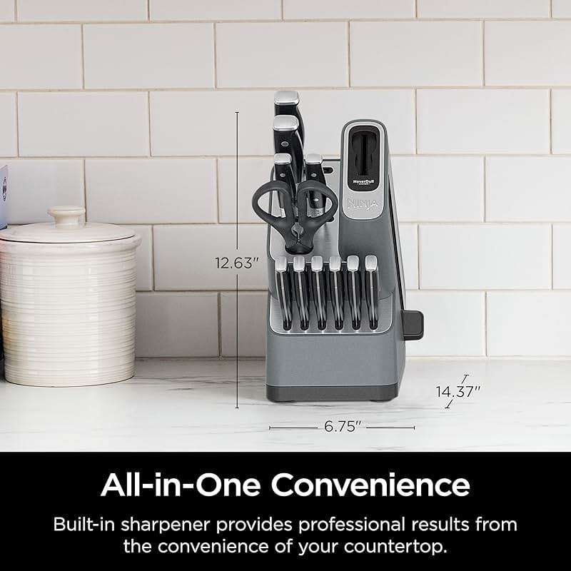 Ninja K32012 Foodi NeverDull Premium Knife System, 12 Piece Knife Block Set with Built-in Sharpener, German Stainless Steel Knives, Black - Image 7