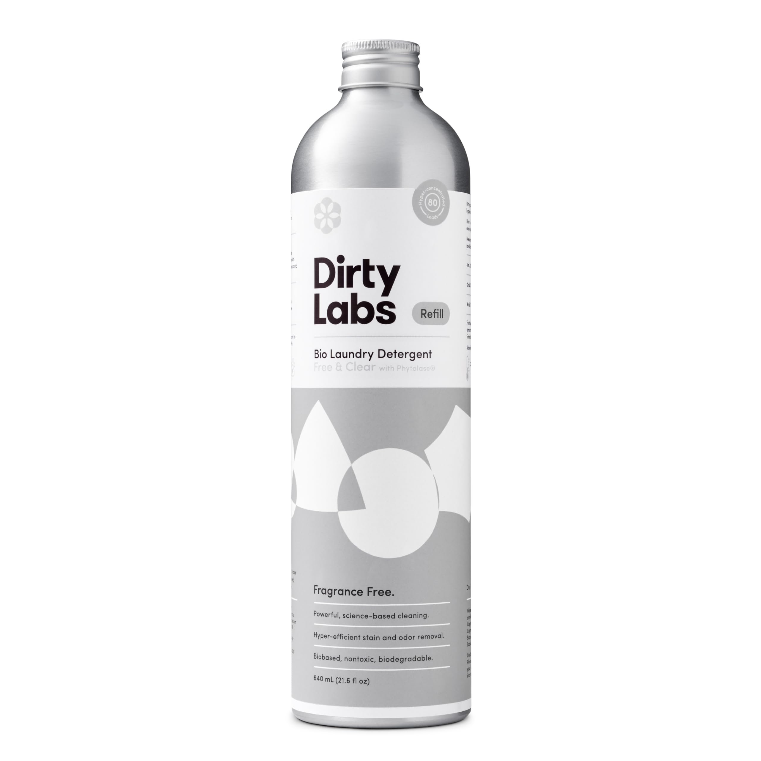 Dirty Labs | Scent Free | Bio Enzyme Liquid Laundry Detergent | 80 Loads (21.6 fl oz) | Hyper-Concentrated | High Efficiency & Standard Machine Washing | Nontoxic, Biodegradable | Stain & Odor Removal - Product Image