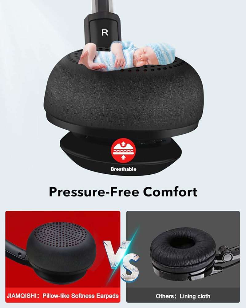 JIAMQISHI USB Headset with Microphone for PC, On-Ear Computer Laptop Headphones with Noise Cancelling Microphone in-line Control for Home Office Online Class Skype Zoom (USB+3.5mm, Black) - Image 4