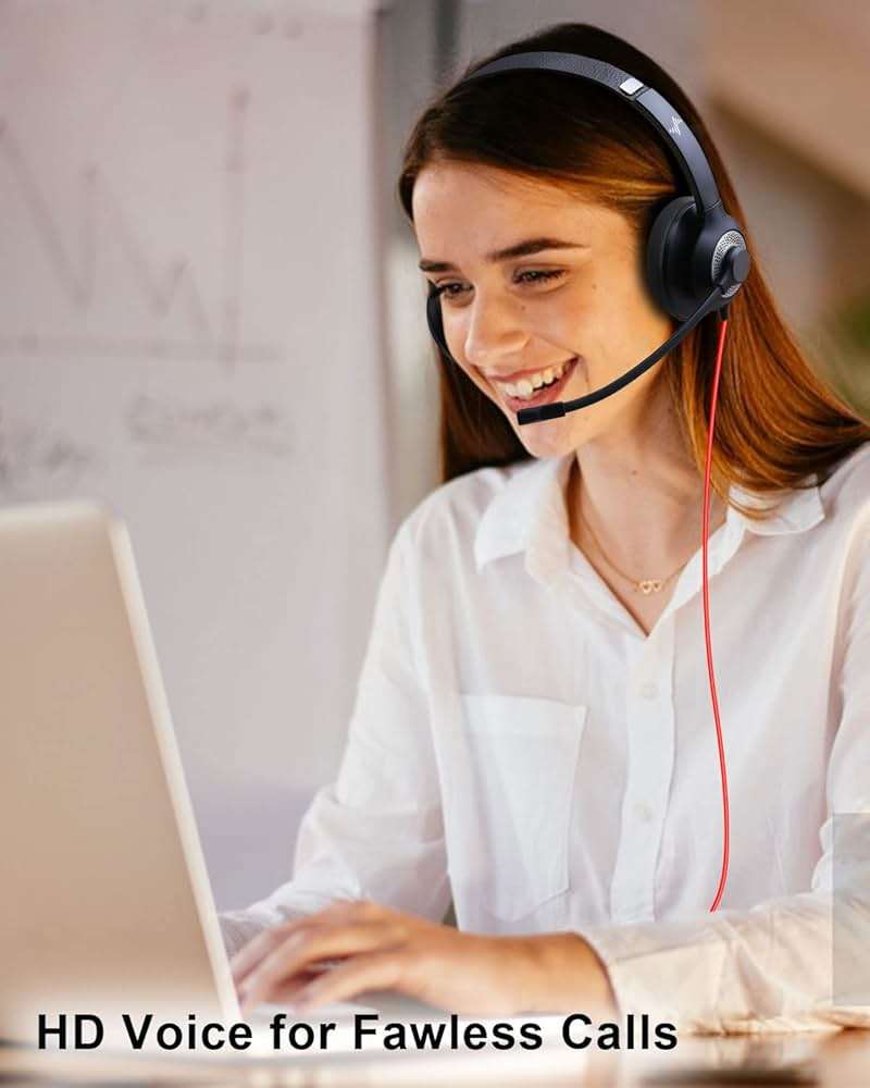 JIAMQISHI USB Headset with Microphone for PC, On-Ear Computer Laptop Headphones with Noise Cancelling Microphone in-line Control for Home Office Online Class Skype Zoom (USB+3.5mm, Black) - Image 6