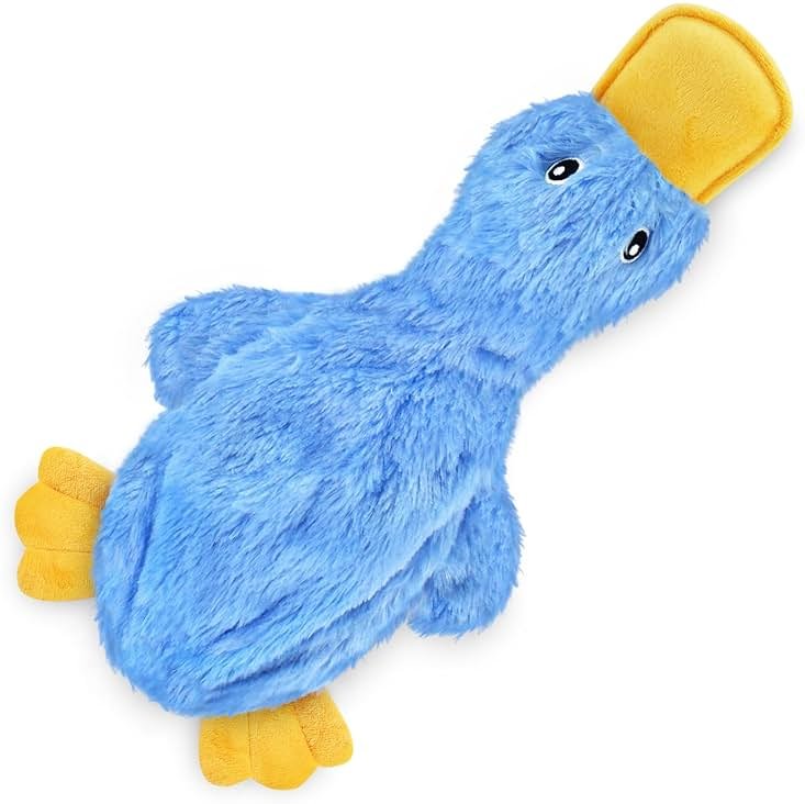 Best Pet Supplies Interactive Squeaky Dog Chew Toy, Ideal Dog Toys for Chewers, Small, Medium & Large Dogs, and Fetch Lovers - Crinkle Duck (Blue), Large - Product Image