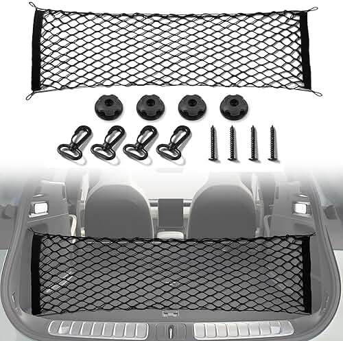 Amiss Cargo Net Stretchable, Car Exterior Accessories, Adjustable Elastic Trunk Storage Net with Hook for SUVs, Cars and Trucks (35.4x15.8 Inch) - Image 1