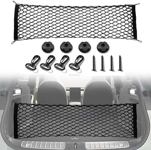 Amiss Cargo Net Stretchable, Car Exterior Accessories, Adjustable Elastic Trunk Storage Net with Hook for SUVs, Cars and Trucks (35.4x15.8 Inch) - Product Image