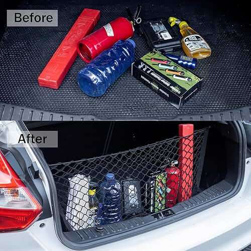 Amiss Cargo Net Stretchable, Car Exterior Accessories, Adjustable Elastic Trunk Storage Net with Hook for SUVs, Cars and Trucks (35.4x15.8 Inch) - Image 6