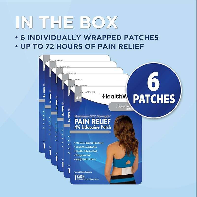 HealthWise Maximum Strength Pain Relief 4% Lidocaine Pain Relief Patch, Blue, (59-9116) - Image 7