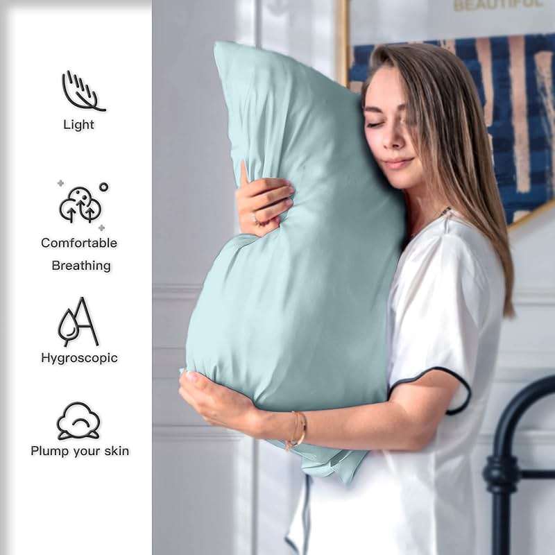 Mulberry Silk Pillowcase for Hair and Skin Standard Size 20"X 26" with Hidden Zipper Soft Breathable Smooth Cooling Pillow Covers for Sleeping(Haze Blue,1Pcs) - Image 3