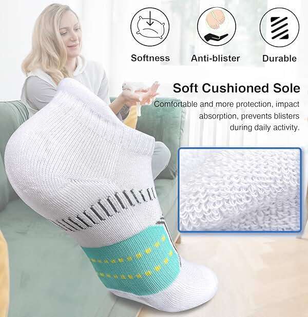 suaskk Womens Athletic Cushioned Anti-Blister Comfort Running Ankle Socks 5 Pairs - Image 2