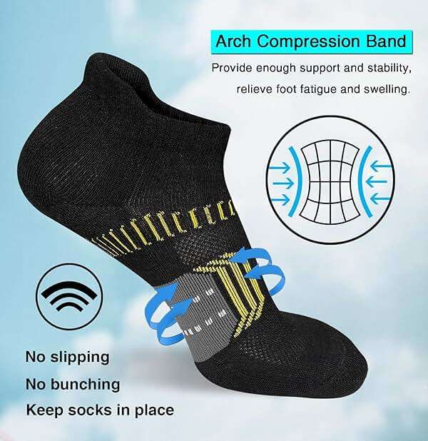 suaskk Womens Athletic Cushioned Anti-Blister Comfort Running Ankle Socks 5 Pairs - Image 5