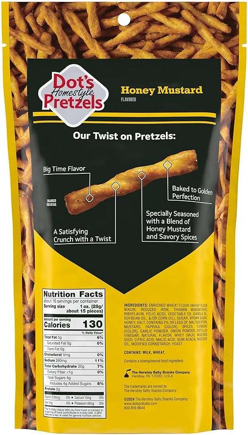 Dot's Homestyle Pretzels Honey Mustard Seasoned Pretzel Twist Snack, 16oz Grocery Sized Bag - Image 2