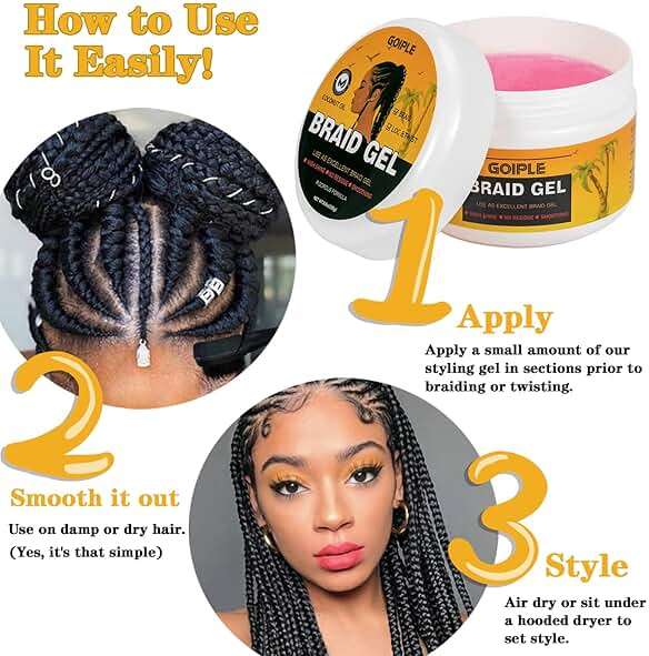 8.8OZ Strong Hold Braiding Gel for Twists, Locs, Cornrows - Tames Frizz, High Shine, No Flake, Easy Edge Control - Image 6