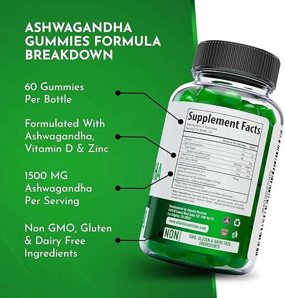 Atlantis Nutrition Ashwagandha Gummies - Ashwagandha Extract 30:1 - Promotes Calmness, Improves Mood, Boosts Energy Levels & Strengthens Immune System - Formulated w/Vitamin D & Zinc - Vegan | 60 Ct - Image 7