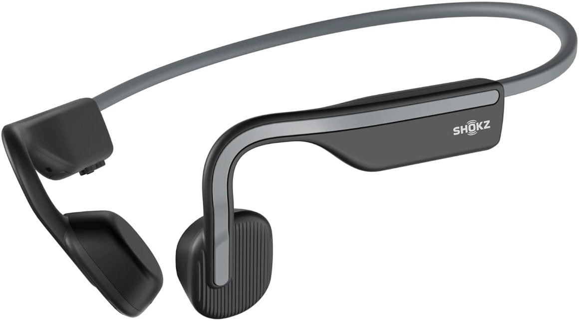 SHOKZ OpenMove - Open-Ear Bluetooth Sport Headphones, Bone Conduction Wireless Earphones, Sweatproof for Running and Workouts, with Sticker Pack, Grey - Product Image