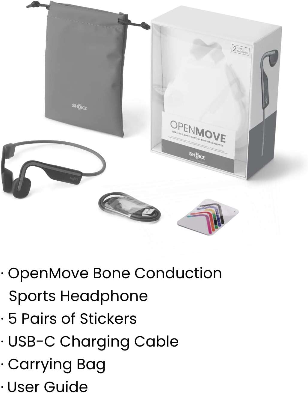 SHOKZ OpenMove - Open-Ear Bluetooth Sport Headphones, Bone Conduction Wireless Earphones, Sweatproof for Running and Workouts, with Sticker Pack, Grey - Image 9
