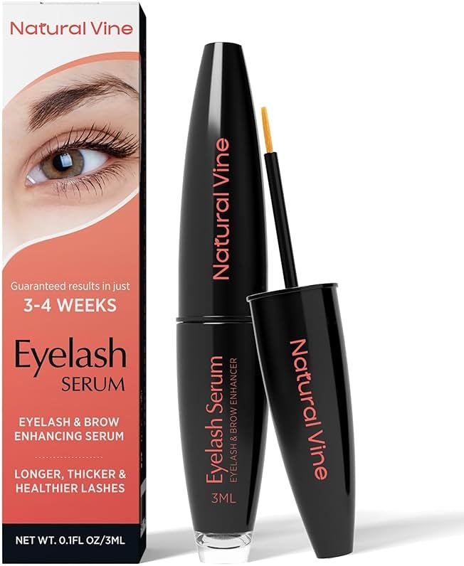 Natural Vine Eyelash Growth Serum: Lash Enhancing Serum with Advanced Formula to Boost Longer Fuller and Thicker Looking Lashes - Vegan & Cruelty-Free for Sensitive Eyes 3mL 3 Months Supply - Product Image