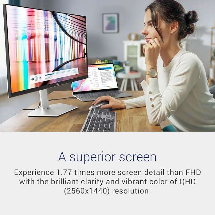 Dell S2722DC Monitor - 27-inch WQHD (2560x1440) 75Hz 4Ms Display, AMD FreeSync, Built in Speaker, USB Type-C Connectivity, Height/Pivot/Swivel/Tilt Adjust - Platinum Silver - Image 5