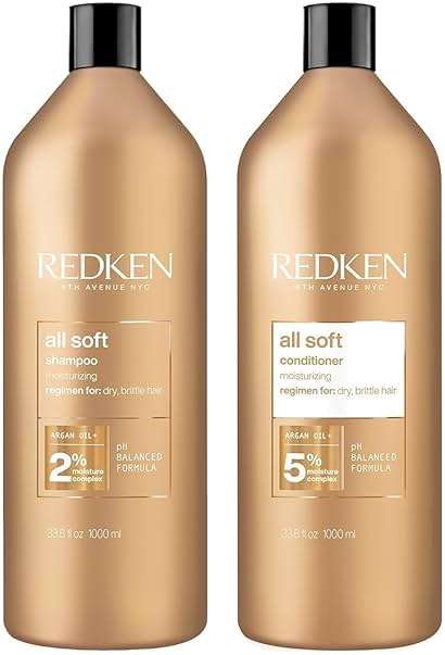 Redken All Soft Shampoo and Conditioner Set - Gently Cleanses and Softens, Moisturizing and Hydrating Set For Dry, Brittle Hair, With Argan Oil - Image 1