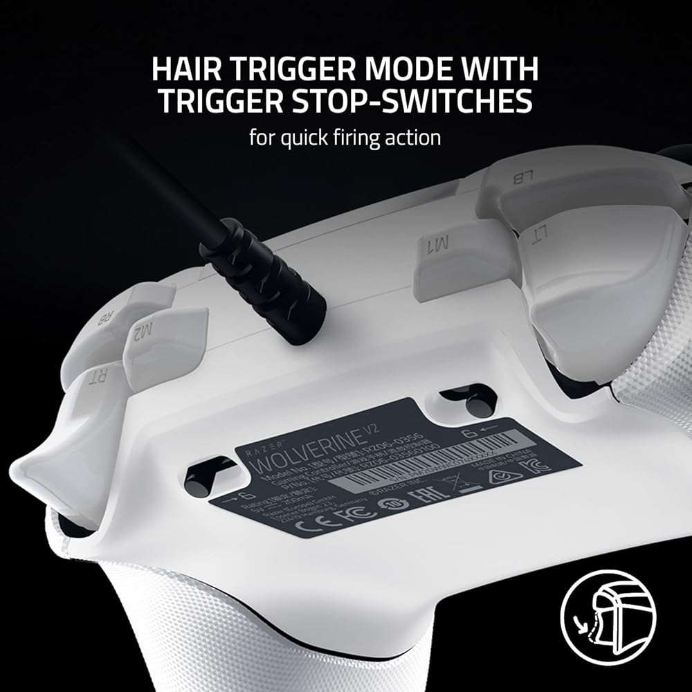 Razer Wolverine V2 Wired Gaming Controller for Xbox Series X|S, Xbox One, PC: Remappable Front-Facing Buttons - Mecha-Tactile Action Buttons and D-Pad - Trigger Stop-Switches - White - Image 5