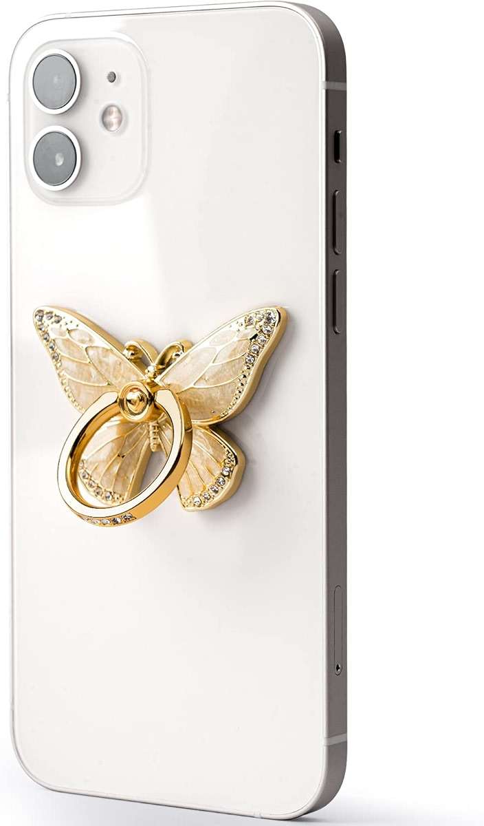 Doflyesky Butterfly Cell Phone Ring Grip Holder, 360 Degrees Rotation Phone Ring Grip Stand, Metal Finger Kickstand Compatible with iPhone, Samsung Galaxy, Android Phone - Image 3