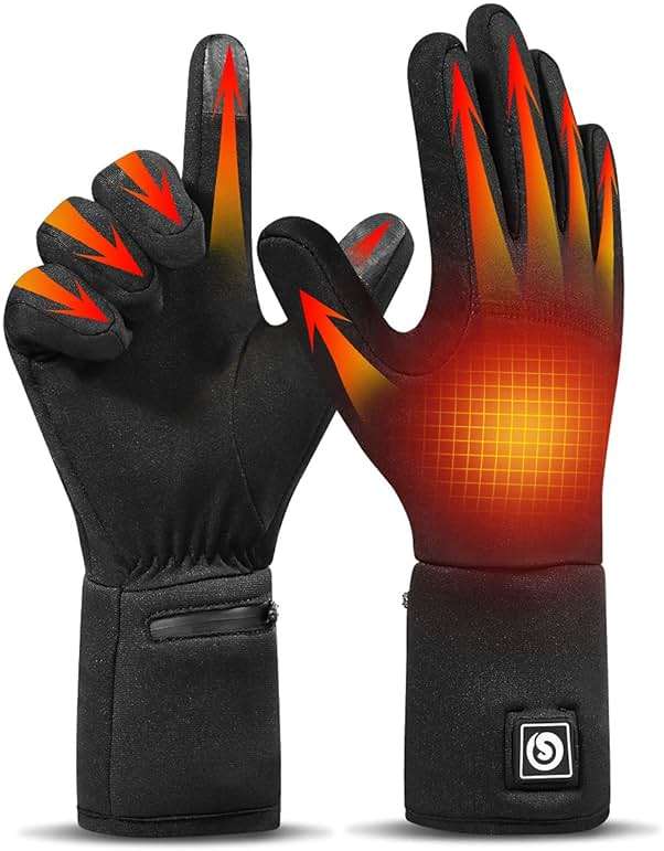 SAVIOR HEAT Heated Gloves, Battery Electric Heated Glove Liners for Men Women Ultra-Thin Hand Warmers Rechargeable Touchscreen Winter Gloves for Outdoor Sports, Black - Image 1