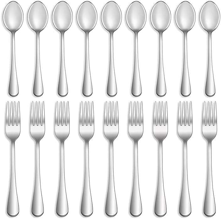 16 Pcs Forks and Spoons Silverware Set,Food Grade Stainless Steel Flatware Cutlery Set for Home,Kitchen and Restaurant,Mirror Polished,Dishwasher Safe - 8 Dinner Fork(8 inch) and 8 Teaspoon(6.5 inch) - Image 1