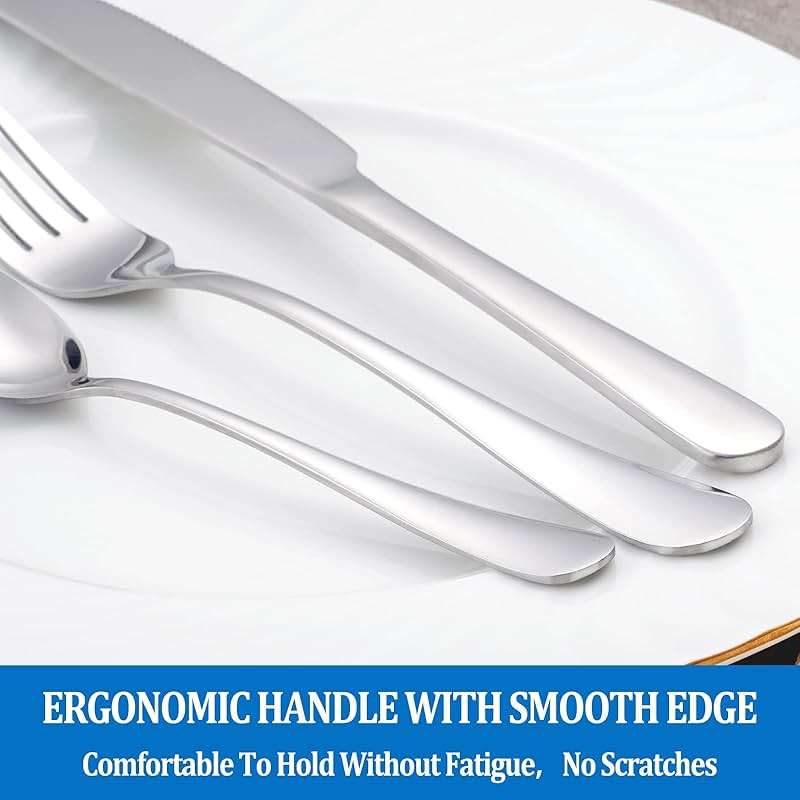 16 Pcs Forks and Spoons Silverware Set,Food Grade Stainless Steel Flatware Cutlery Set for Home,Kitchen and Restaurant,Mirror Polished,Dishwasher Safe - 8 Dinner Fork(8 inch) and 8 Teaspoon(6.5 inch) - Image 5