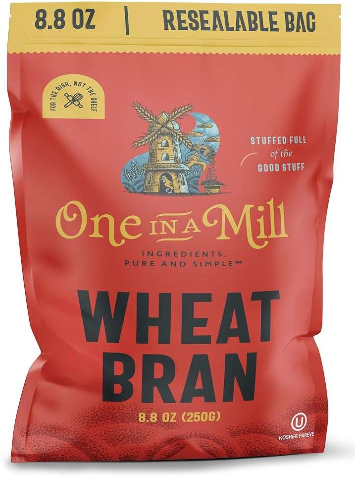 One in a Mill High Fiber Wheat Bran | All-Natural for Baking, Toasting, Cereals, Smoothies, Muffins & Cookies | Vegan, Kosher | 8.8oz - Image 1