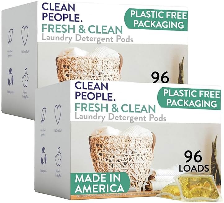 The Clean People Laundry Detergent Pods - Hypoallergenic Laundry Pods - Ultra Concentrated, Recyclable Packaging, Stain Fighting - Fresh Scent, 192 Pack - Product Image